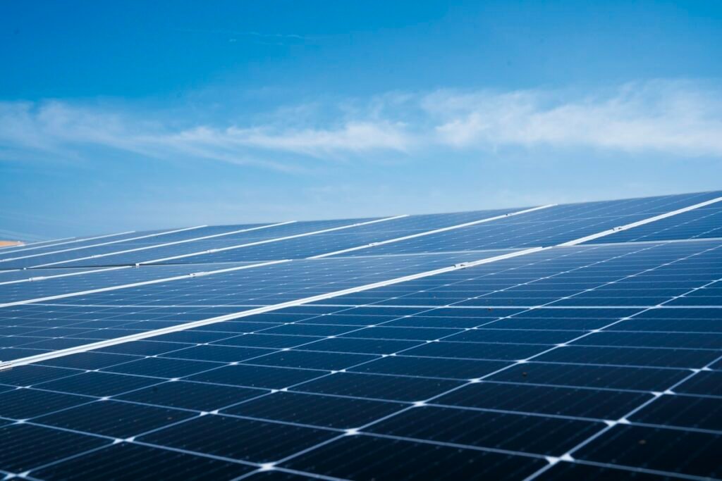 Solar panels installed across a residential rooftop