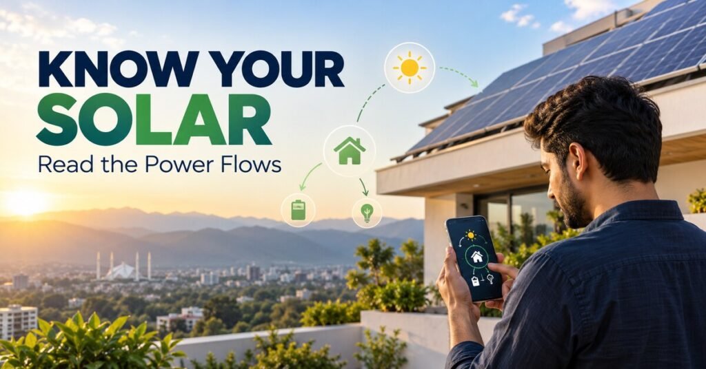 KNOW YOUR SOLAR. Read the Power Flows. Illustrated solar article banner.