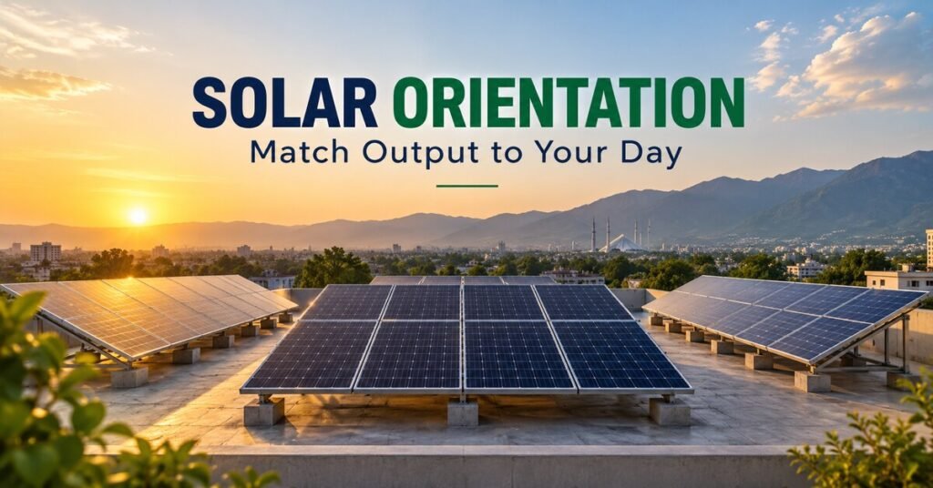 SOLAR ORIENTATION. Match Output to Your Day. Illustrated solar article banner.