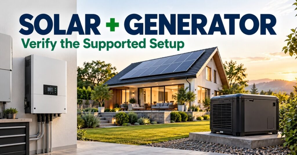 SOLAR + GENERATOR. Verify the Supported Setup. Illustrated solar article banner.
